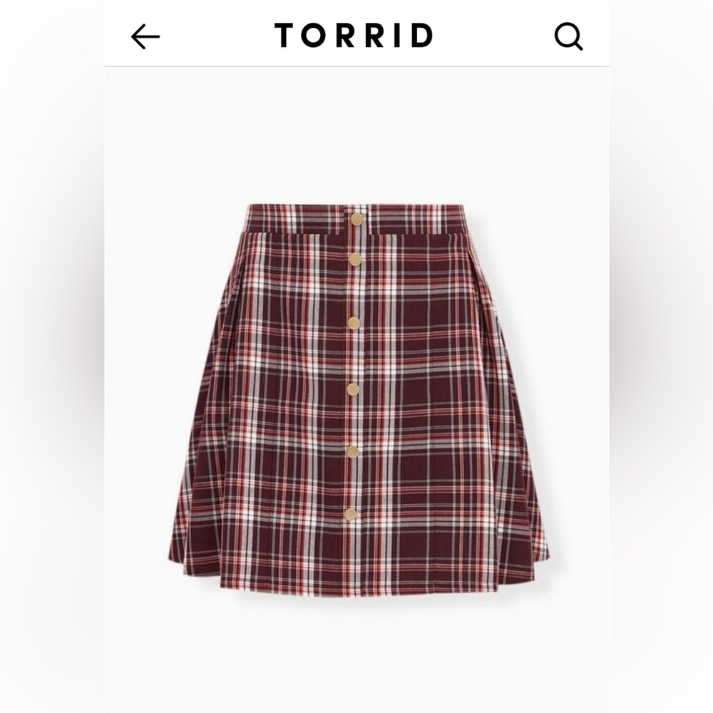 Torrid Burgundy Plaid A-Line Skirt